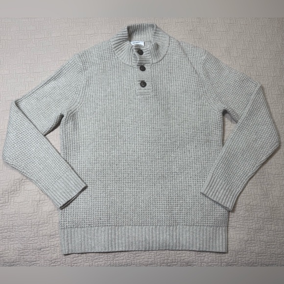 Old Navy Other - Old Navy Men's Latte Beige Knit Textured Button Mock Neck Sweater Size Medium